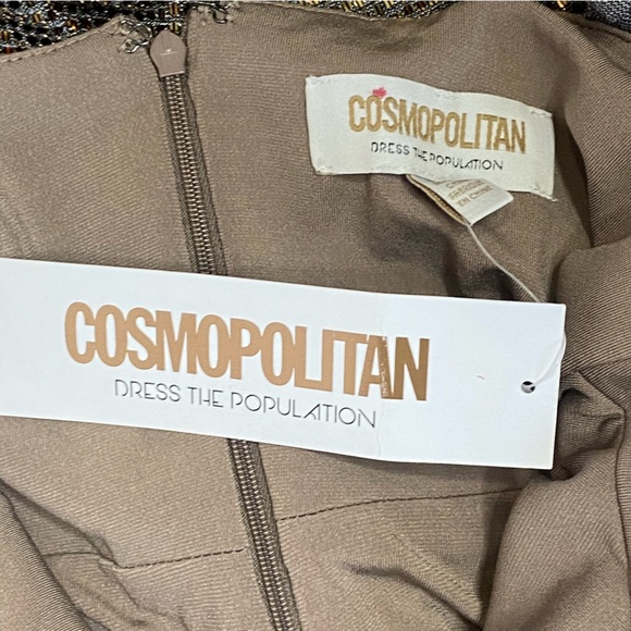 NWT Cosmopolitan X Dress the Population XOXO Gold Metallic Mini Dress Sz S - Picture 10 of 16